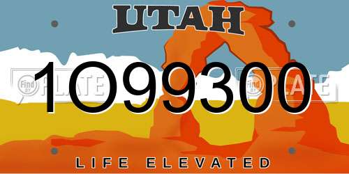 1O99300 Utah License Plate