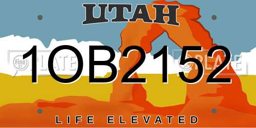 1OB2152 Utah License Plate