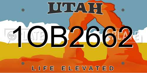 1OB2662 Utah License Plate