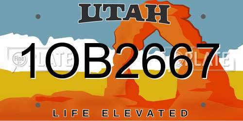1OB2667 Utah License Plate