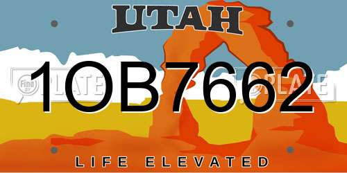 1OB7662 Utah License Plate