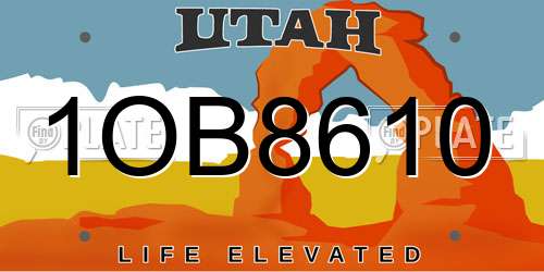 1OB8610 Utah License Plate