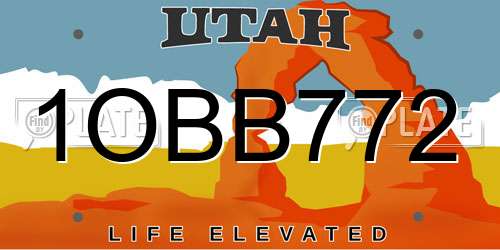 1OBB772 Utah License Plate