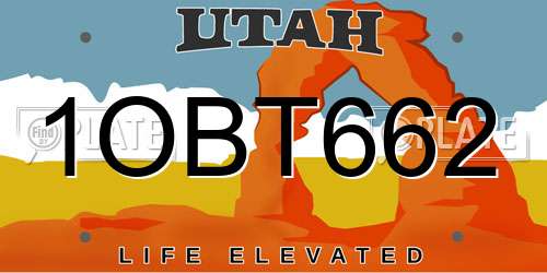 1OBT662 Utah License Plate