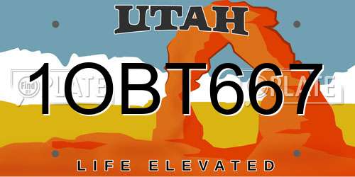 1OBT667 Utah License Plate