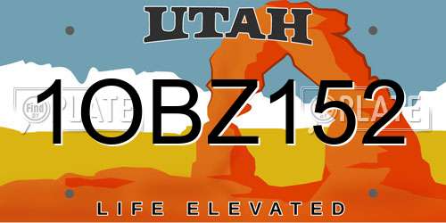 1OBZ152 Utah License Plate