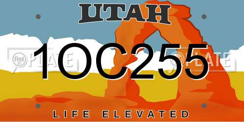 1OC255 Utah License Plate