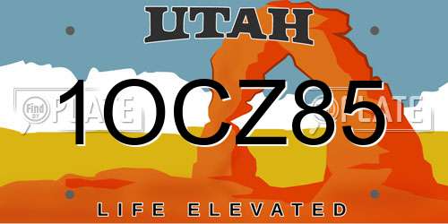 1OCZ85 Utah License Plate