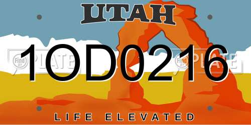 1OD0216 Utah License Plate