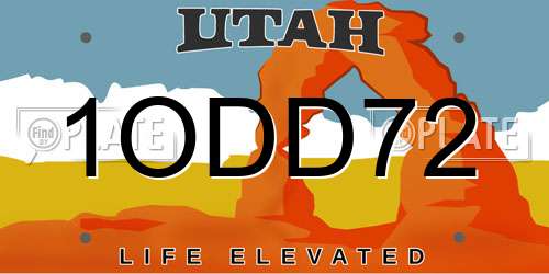 1ODD72 Utah License Plate
