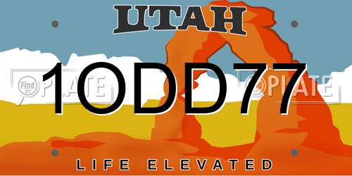 1ODD77 Utah License Plate