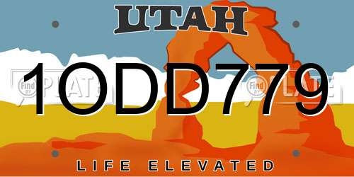 1ODD779 Utah License Plate