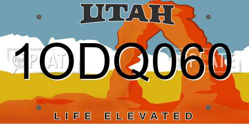 1ODQ060 Utah License Plate