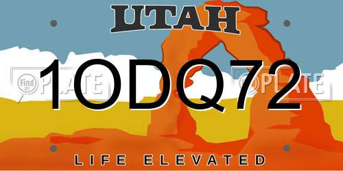 1ODQ72 Utah License Plate