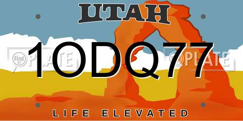 1ODQ77 Utah License Plate