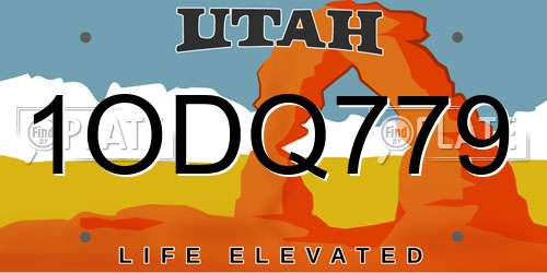 1ODQ779 Utah License Plate