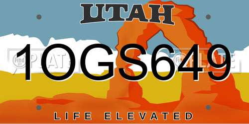 1OGS649 Utah License Plate
