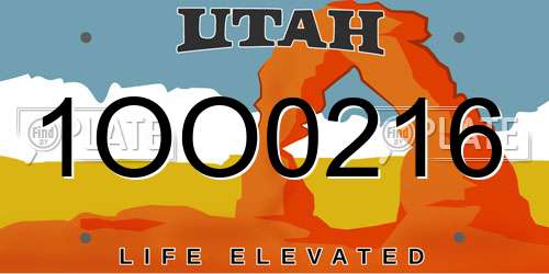 1OO0216 Utah License Plate