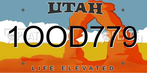 1OOD779 Utah License Plate