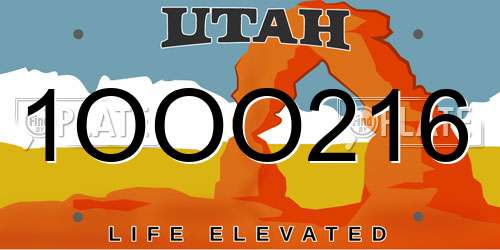 1OOO216 Utah License Plate