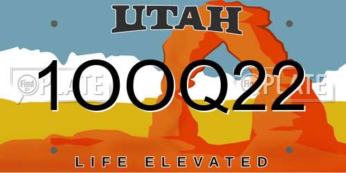 1OOQ22 Utah License Plate