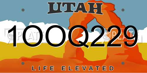 1OOQ229 Utah License Plate