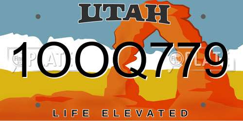 1OOQ779 Utah License Plate