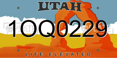 1OQ0229 Utah License Plate