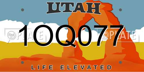 1OQ077 Utah License Plate