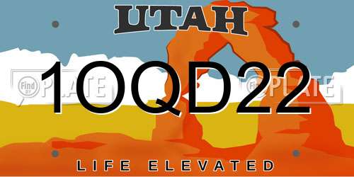 1OQD22 Utah License Plate