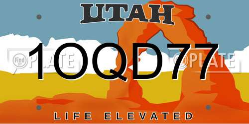 1OQD77 Utah License Plate