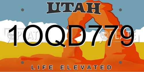 1OQD779 Utah License Plate