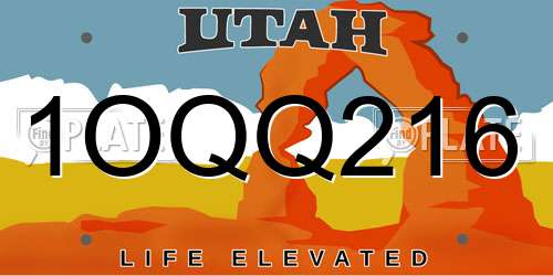 1OQQ216 Utah License Plate