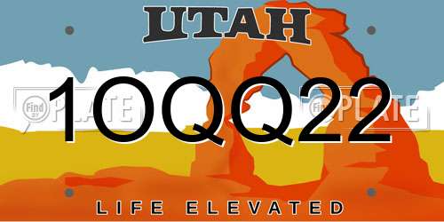 1OQQ22 Utah License Plate