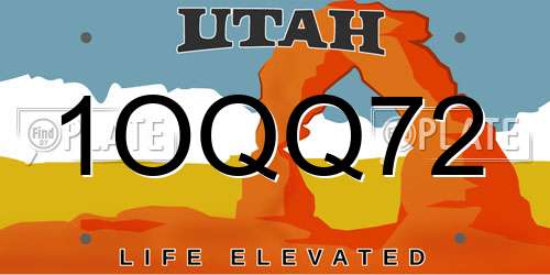 1OQQ72 Utah License Plate