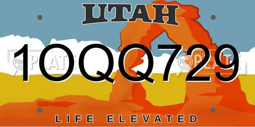 1OQQ729 Utah License Plate