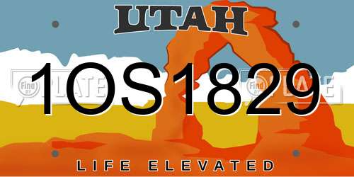 1OS1829 Utah License Plate
