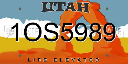 1OS5989 Utah License Plate