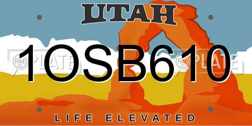 1OSB610 Utah License Plate