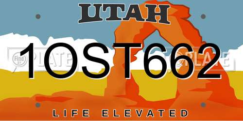 1OST662 Utah License Plate