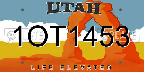 1OT1453 Utah License Plate