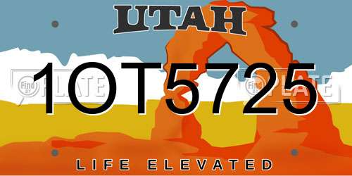 1OT5725 Utah License Plate