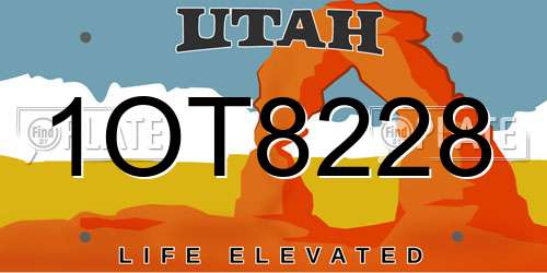 1OT8228 Utah License Plate