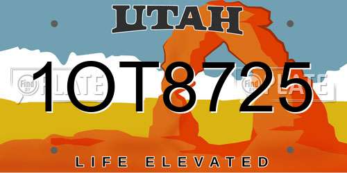 1OT8725 Utah License Plate
