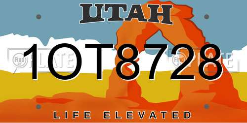 1OT8728 Utah License Plate