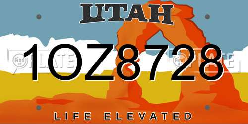 1OZ8728 Utah License Plate