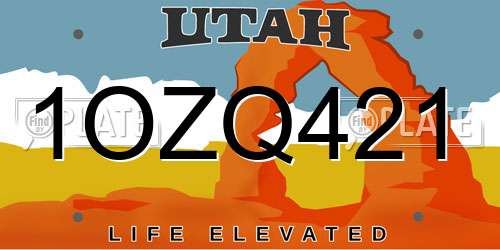 1OZQ421 Utah License Plate