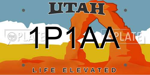 1P1AA Utah License Plate