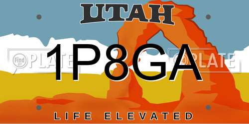 1P8GA Utah License Plate