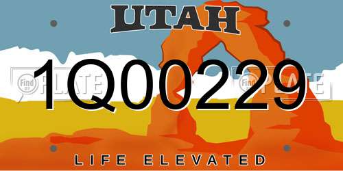 1Q00229 Utah License Plate